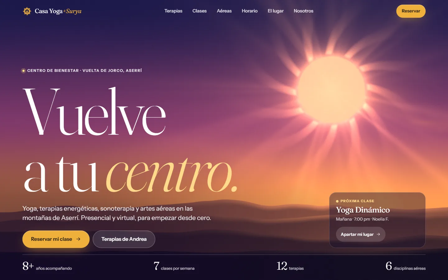 Página de inicio de Casa Yoga Surya